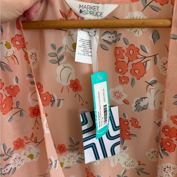 Stitch fix Market & Spruce Peach Pink Floral Open Front Kimono cover up Medium - Picture 6 of 6